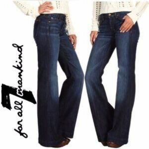 7 For All Mankind Dojo Flare Jeans Womens Size 28 Dark Wash Cotton Blend USA-Mad
